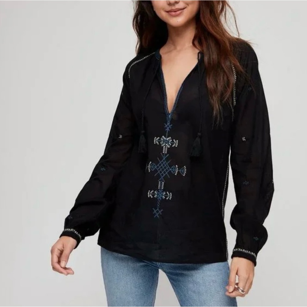 Sunday Best Embroidered Sheer Blouse – Boho Chic